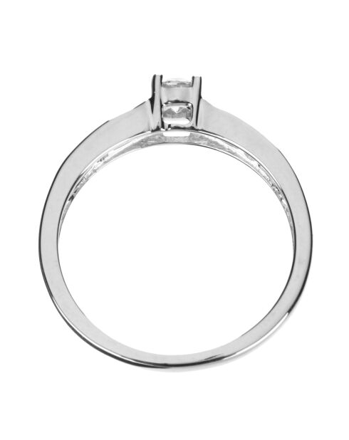 Solitairering rond stokbrood diamanten 0,25 kt witgoud