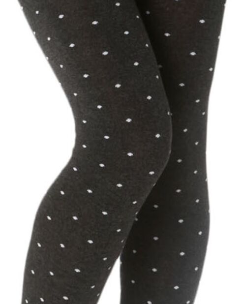 Collants Madame So Cosy gris chiné à pois blancs