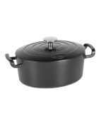 Cocotte ovale Sitrabella fonte d'acier maillée induction noire - 26x21x11 cm