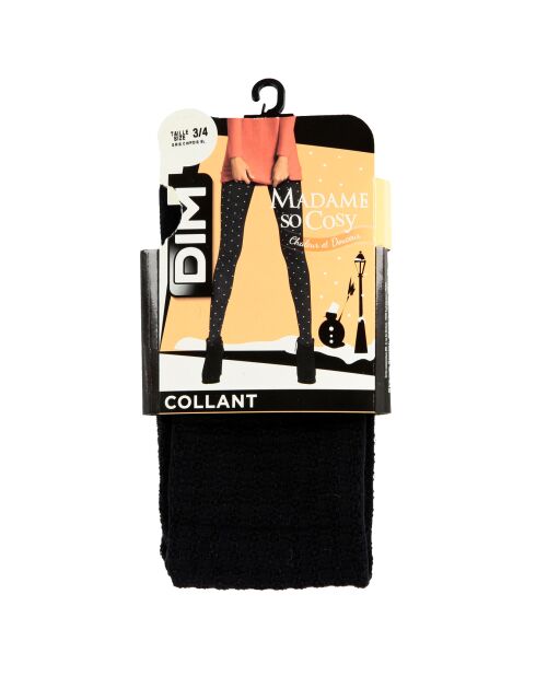 Collants Madame So Cosy gris chiné à pois blancs