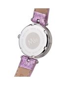 Montre Femme  en Cuir Fleurs Volantes violette