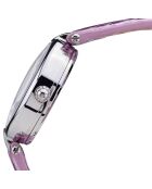 Montre Femme  en Cuir Fleurs Volantes violette