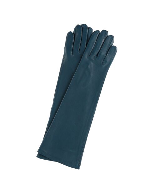 Gants en cuir d'agneau doublure soie Claire bleu sarcelle