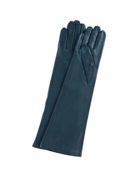 Gants en cuir d'agneau doublure soie Claire bleu sarcelle