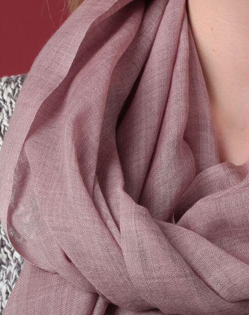 Foulard lio en laine  & soie   gris rosé - 70x190 cm