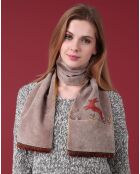 Foulard lapin en velours de coton  taupe/jaune - 20x130 cm