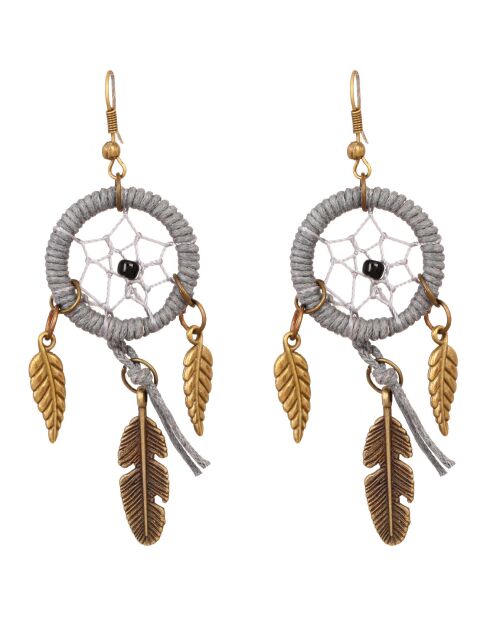 Boucles d'oreilles Attrape-rêve grises