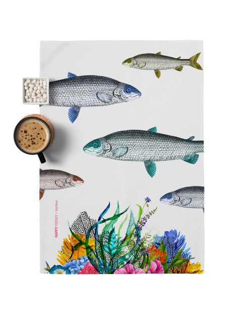 2 mehrfarbige Fisch-Geschirrtücher - 70x50 cm