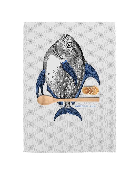 2 mehrfarbige Fisch-Geschirrtücher - 70x50 cm