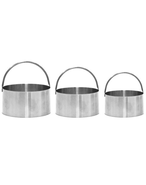 3 Emportes pièces ronds argenté  - D.8 cm