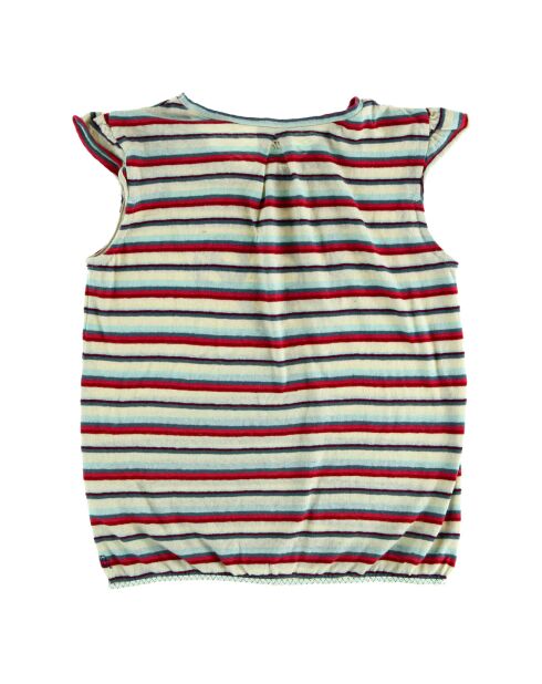 T-shirt vitta en coton à rayures beige/rouge/bleu