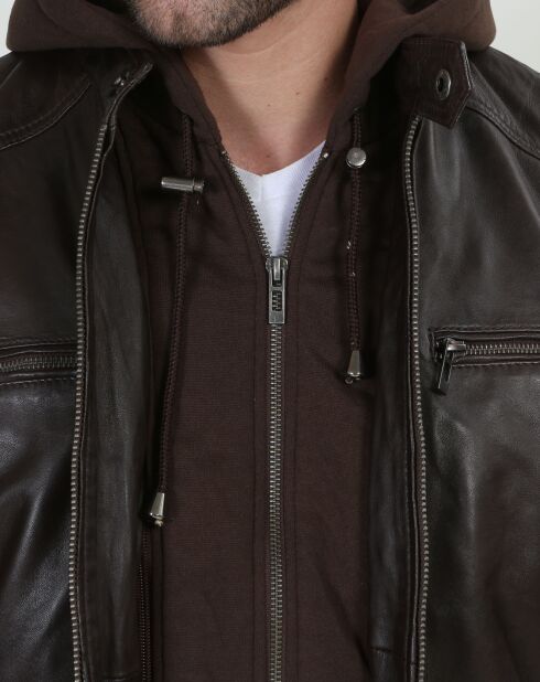 Veste en Cuir Leif marron