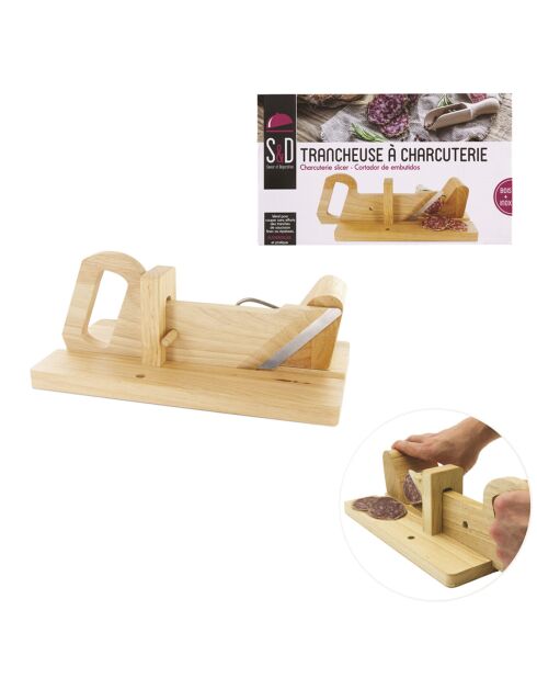 Trancheuse à charcuterie bois - 29x16.5x12 cm