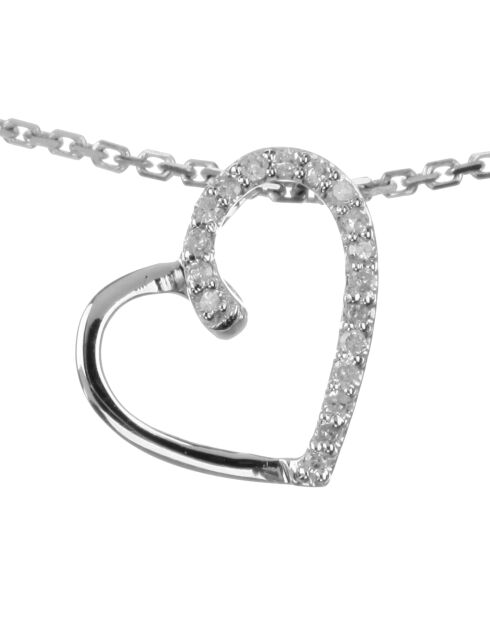 Pendentif Coeur Précieux diamants 0.05 ct or blanc