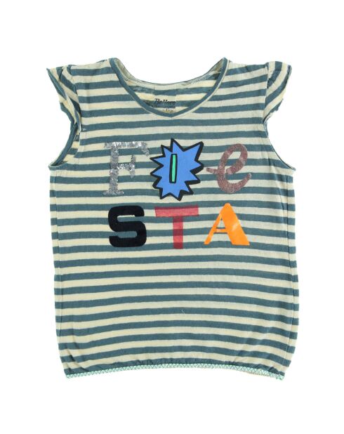 T-shirt Vitta rayé écru/bleu