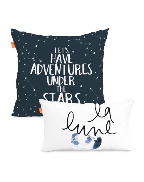 2 housses de coussin Constellation multicolores - 50x50/50x30 cm