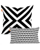 2 housses de coussin Trip blanches & noires - 50x50/50x30 cm