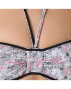 Maillot top bandeau imprime gris