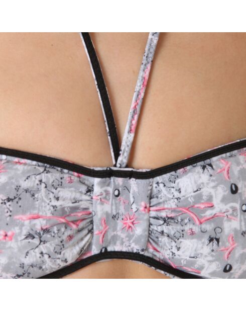Maillot top bandeau imprime gris