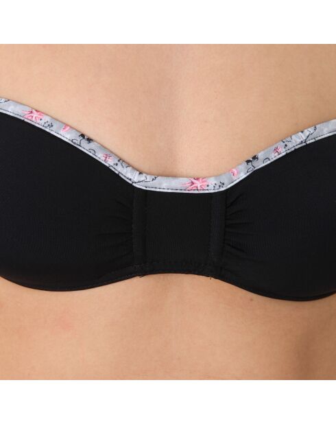 Maillot top bandeau noir imprime gris