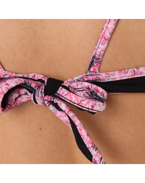 Schwarzes Triangel-Top aus Jersey mit Blumendruck
