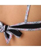 Maillot top triangle noir imprime gris