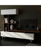 Meuble TV Violet blanc/bois - 180x32x180 cm
