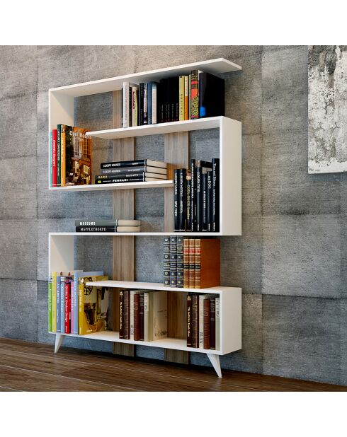 Bücherregal Rain weiß/holz - 120x20x162 cm