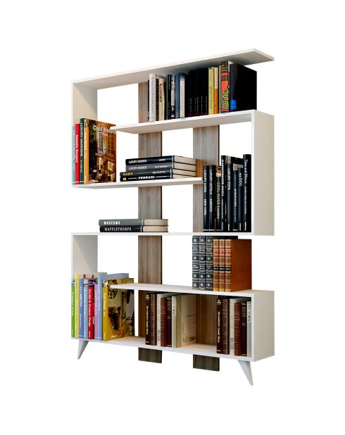 Bücherregal Rain weiß/holz - 120x20x162 cm