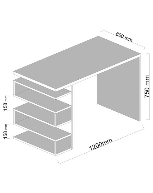 Bureau Snake blanc - 120x60x75 cm