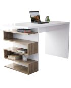 Bureau Snake blanc/bois - 120x60x75 cm
