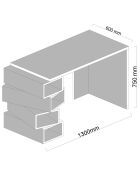 Bureau Jenga blanc/bois - 130x60x75 cm