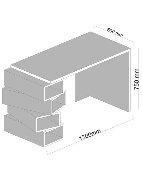 Bureau Jenga blanc/bois - 130x60x75 cm