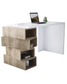 Bureau Jenga blanc/bois - 130x60x75 cm