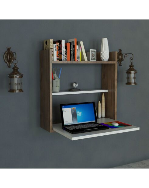 Bureau Laptop blanc/bois - 60x20x60 cm