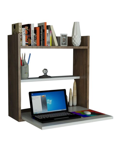 Bureau Laptop blanc/bois - 60x20x60 cm