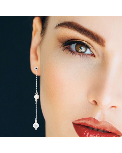Boucles d'oreilles Barbara Argent & Perles d'Eau Douce blanc naturel