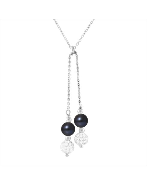 Collier Cat Argent Perles d'Eau Douce noires
