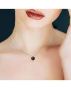 9-10 mm zwarte zoetwaterparel zilveren zonnecetting