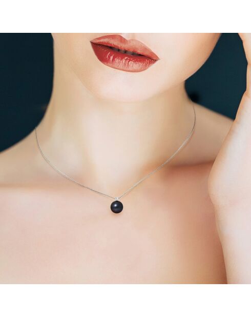 9-10 mm zwarte zoetwaterparel zilveren zonnecetting