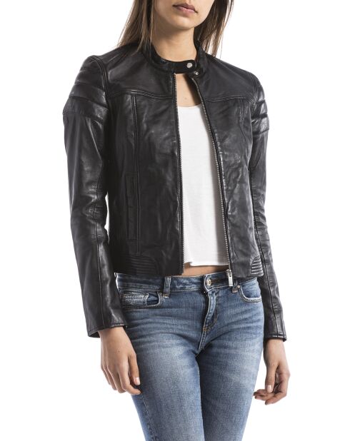 Veste en Cuir Adda noire