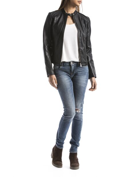 Veste en Cuir Alazeia noire