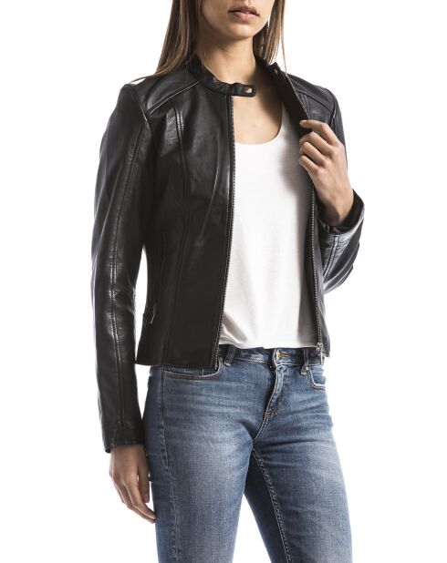 Veste en Cuir Alazeia noire