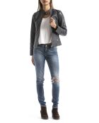 Veste en Cuir Alazeia gris foncé