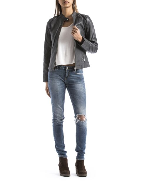 Veste en Cuir Alazeia gris foncé