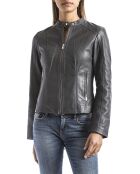Veste en Cuir Alazeia gris foncé