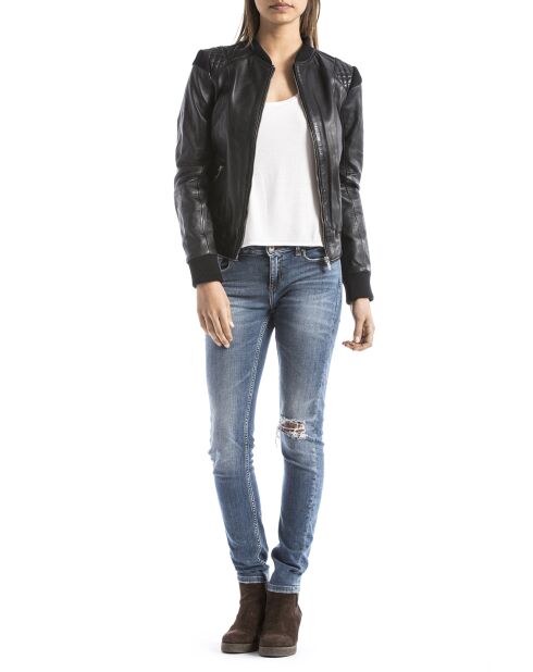 Veste en Cuir Alba noire