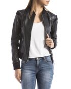 Veste en Cuir Alba noire