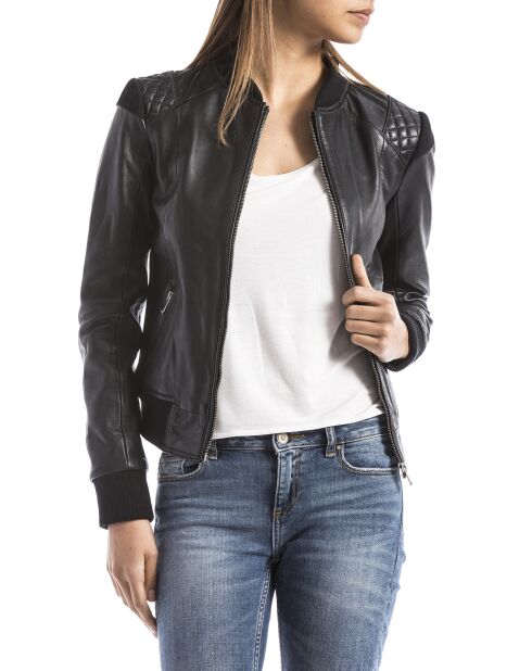 Veste en Cuir Alba noire