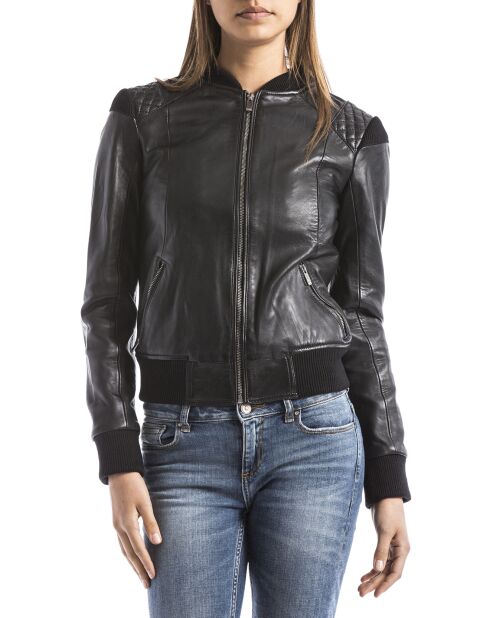 Veste en Cuir Alba noire